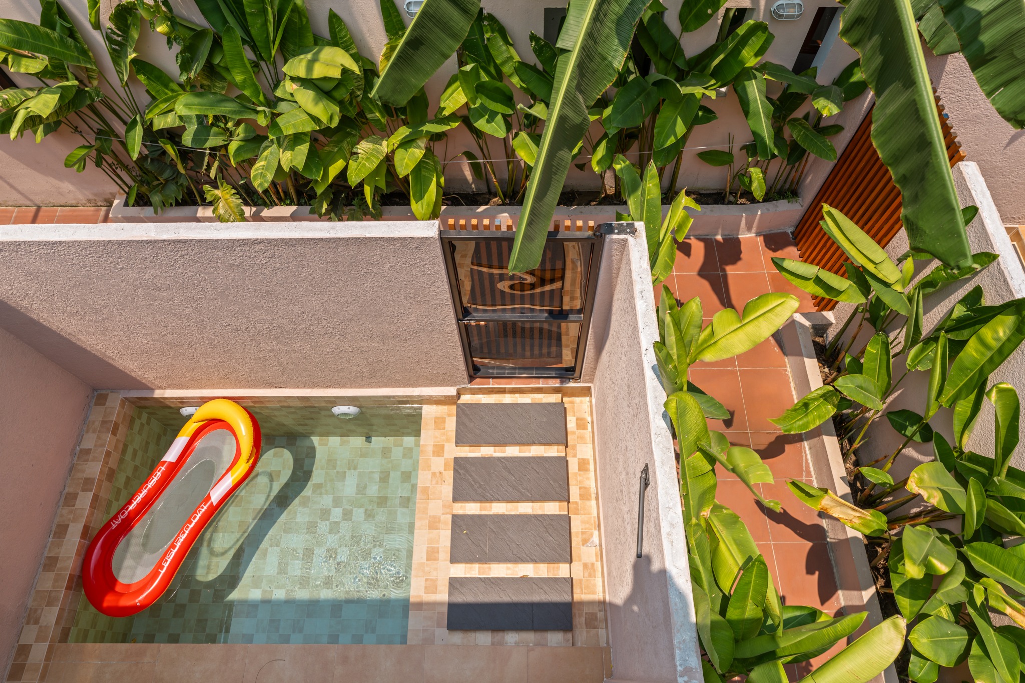 Aerial view of the private pool at Orchids Villas