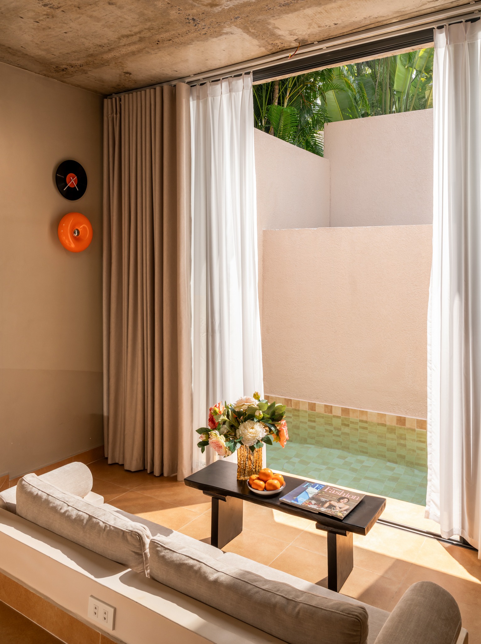Warm interior details at Orchids Villas